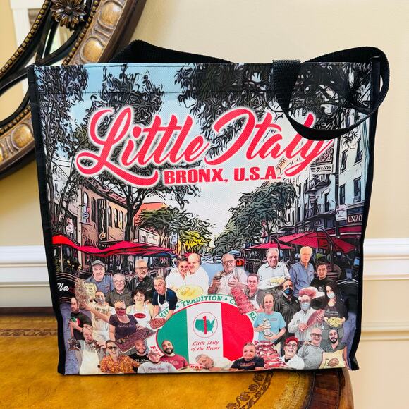 Little Italy Arthur Avenue Bronx New York US Italian Flag Reuse Recycle Tote Bag - Picture 1 of 6